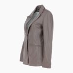 Womens Leather Fashion Single Breasted Blazer Taupe