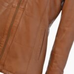 Womens Leather Jacket Cognac D-Day