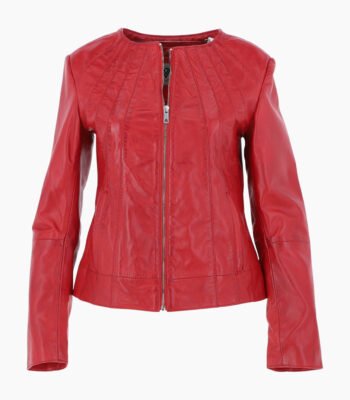 Womens Leather Jacket Red Cordova