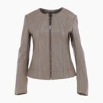 Womens Leather Jacket Taupe Cordova