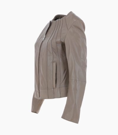 Womens Leather Jacket Taupe Cordova