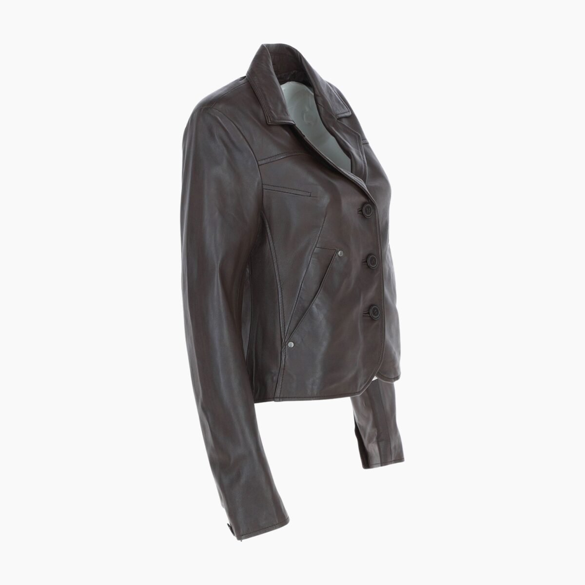 Womens Leather Short Blazer Jacket Chocolate Alameda