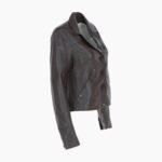 Womens Leather Short Blazer Jacket Chocolate Alameda