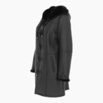 Womens Sheepskin Duffle Coat Black
