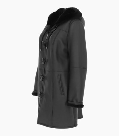 Womens Sheepskin Duffle Coat Black