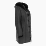 Womens Sheepskin Duffle Coat Black