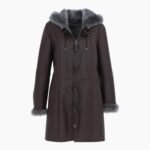 Womens Sheepskin Duffle Coat Brown