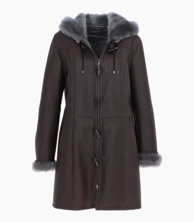 Womens Sheepskin Duffle Coat Brown