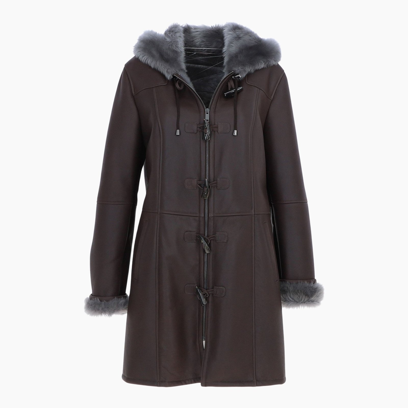 Womens Sheepskin Duffle Coat Brown Womens Sheepskin Duffle Coat Brown