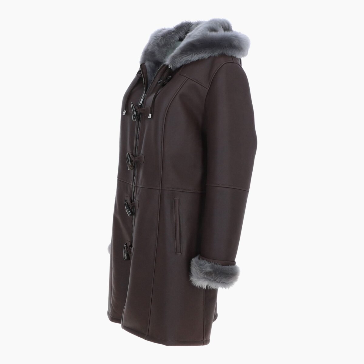 Womens Sheepskin Duffle Coat Brown
