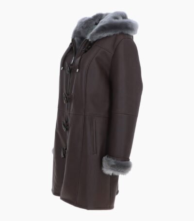 Womens Sheepskin Duffle Coat Brown