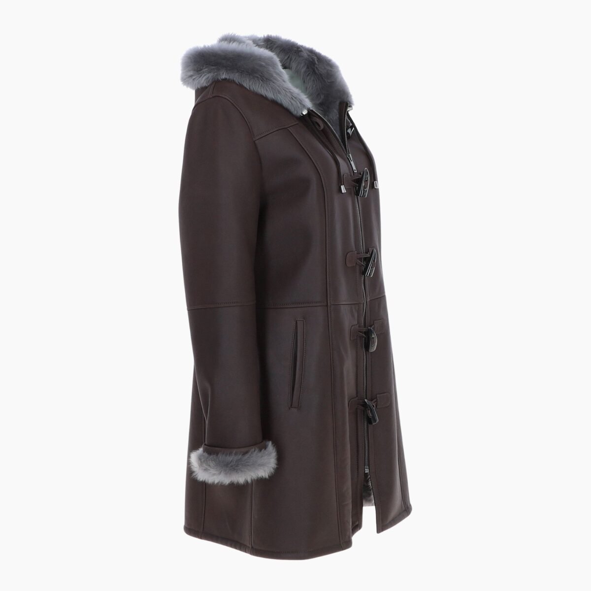 Womens Sheepskin Duffle Coat Brown