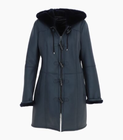 Womens Sheepskin Duffle Coat Navy