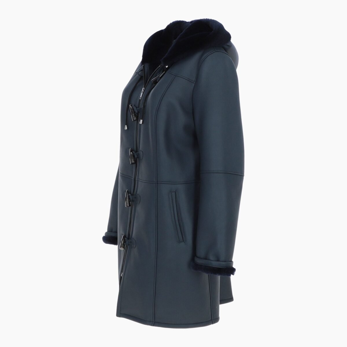 Womens Sheepskin Duffle Coat Navy