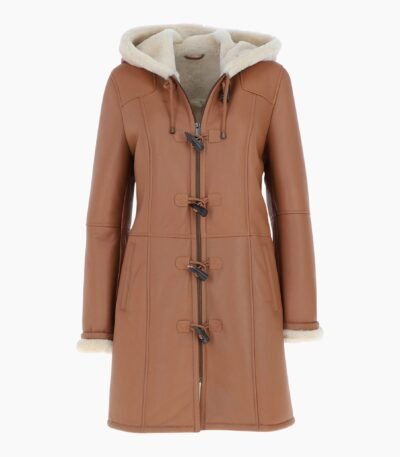 Womens Sheepskin Duffle Coat Tan