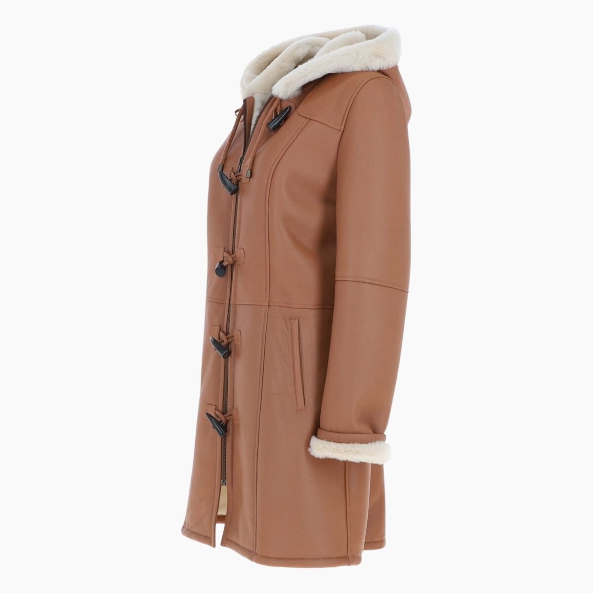 Womens Sheepskin Duffle Coat Tan