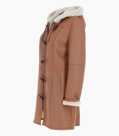 Womens Sheepskin Duffle Coat Tan