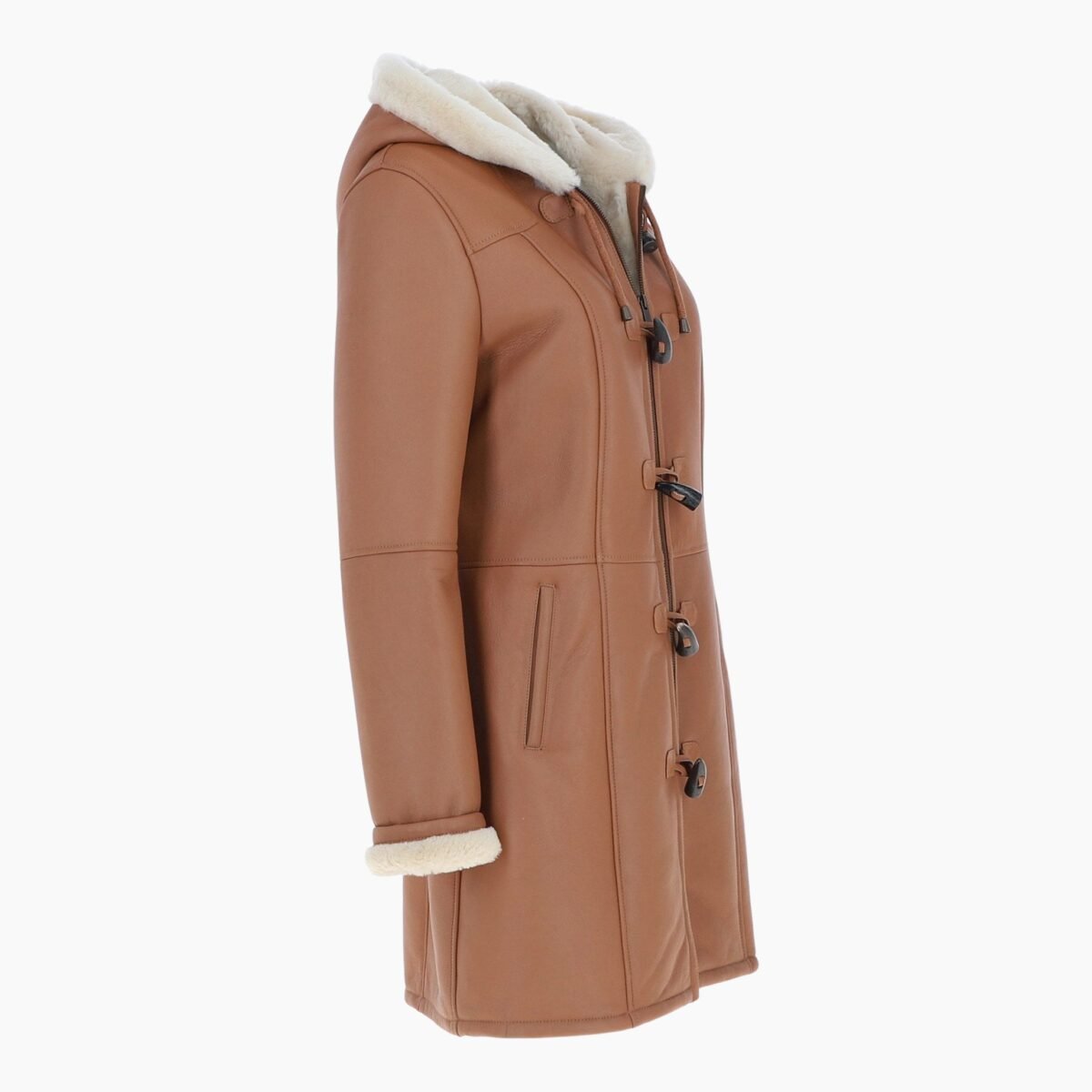Womens Sheepskin Duffle Coat Tan