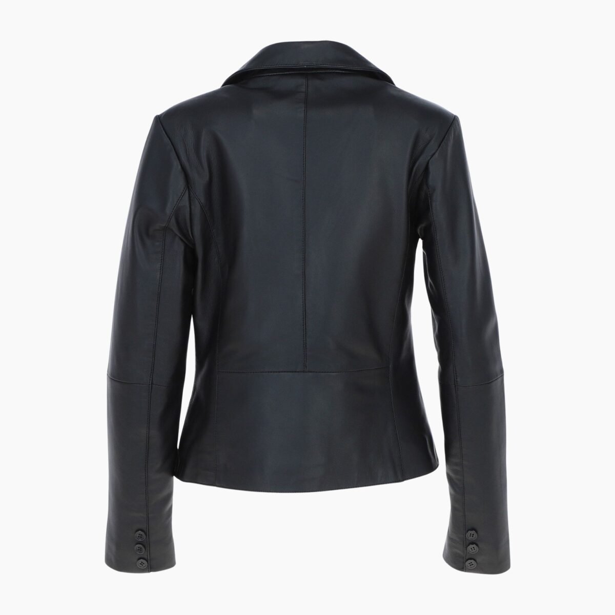 Womens Two Button Leather Blazer Black