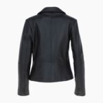 Womens Two Button Leather Blazer Black