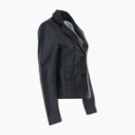 Womens Two Button Leather Blazer Black