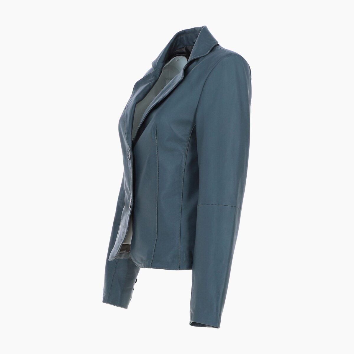 Womens Two Button Leather Blazer Gray