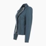 Womens Two Button Leather Blazer Gray