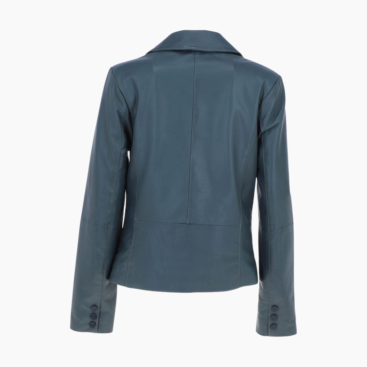 Womens Two Button Leather Blazer Gray