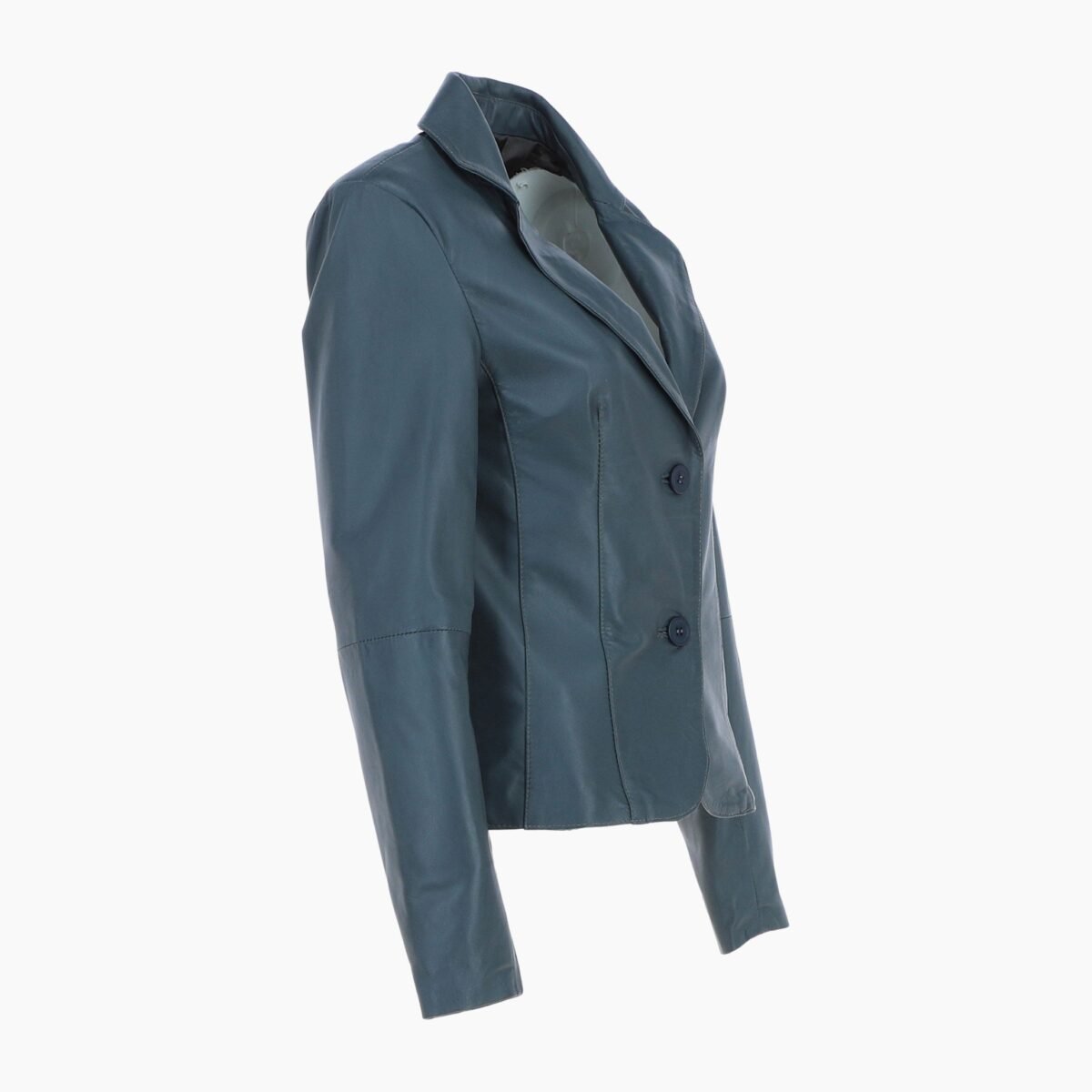 Womens Two Button Leather Blazer Gray