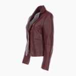 Womens Two Button Leather Blazer Oxblood