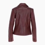 Womens Two Button Leather Blazer Oxblood