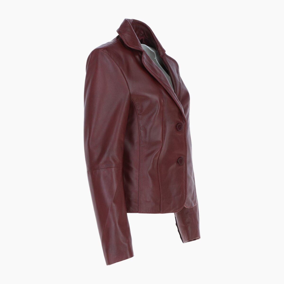 Womens Two Button Leather Blazer Oxblood