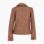 Womens Two Button Leather Blazer Tan