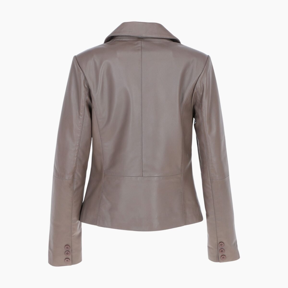Womens Two Button Leather Blazer Taupe