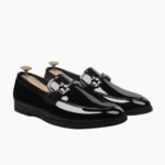 VJ Milano Mens Black Patent Leather Loafers