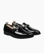 VJ Milano Mens Black Patent Leather Loafers