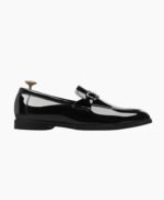 VJ Milano Mens Black Patent Leather Loafers