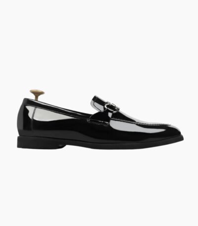 VJ Milano Mens Black Patent Leather Loafers