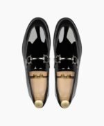 VJ Milano Mens Black Patent Leather Loafers