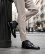 VJ Milano Mens Black Patent Leather Loafers
