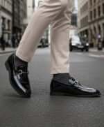 VJ Milano Mens Black Patent Leather Loafers