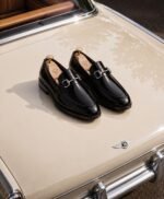 VJ Milano Mens Black Patent Leather Loafers