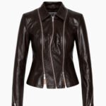 Women's Dark Brown Triple Zip Genuine Leather Jacket