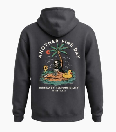 Another Fine Day Front and Back Charcoal Hoodie